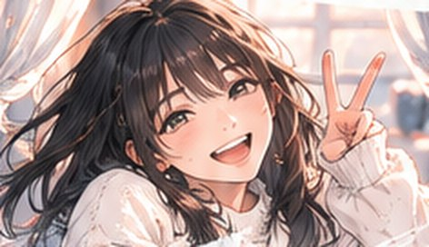 ピースサインをするライバー